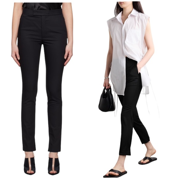 Helmut Lang Pants - HELMUT LANG Slim Leg Twill Trouser Pants Black Raw Hem Black Sz. 10 DarkAcademia